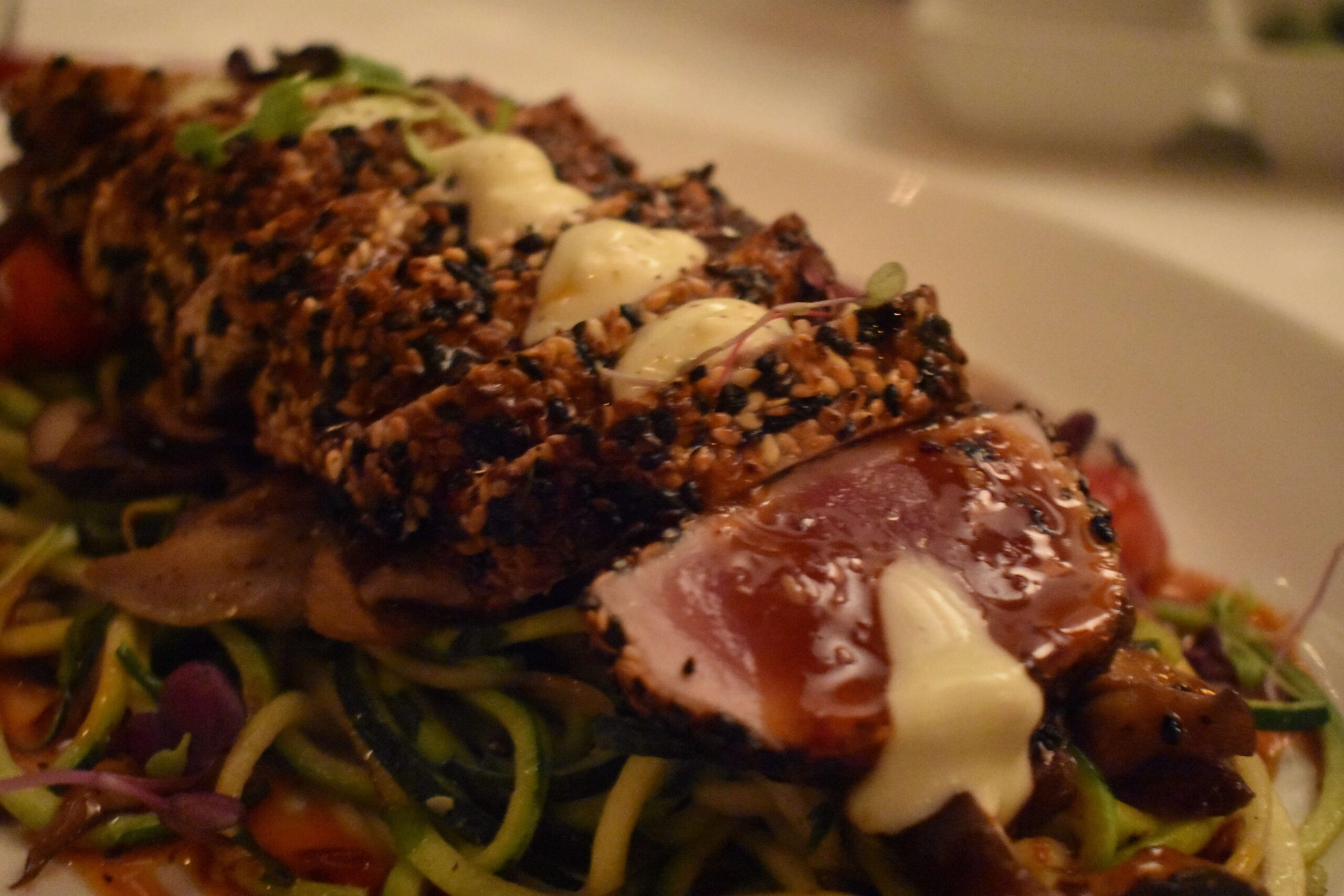 The restaurant also has more modern dishes, like sesame tuna.